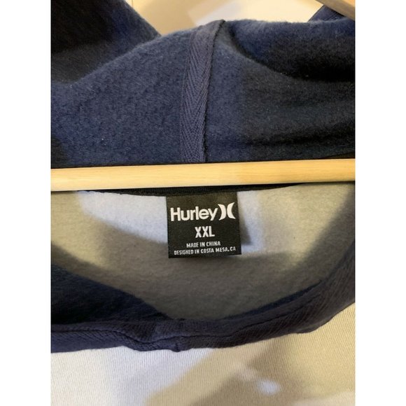 New Hurley Men's Sz XXL Blue Gray Color Block Pullover Hoodie NWT - Picture 2 of 8